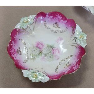 R.S. Prussia Flower Decorated Plate 5.5" Antique
